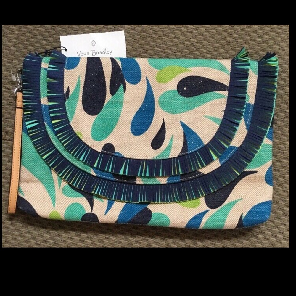 NEW Vera Bradley Fringed Large Clutch Wristlet
